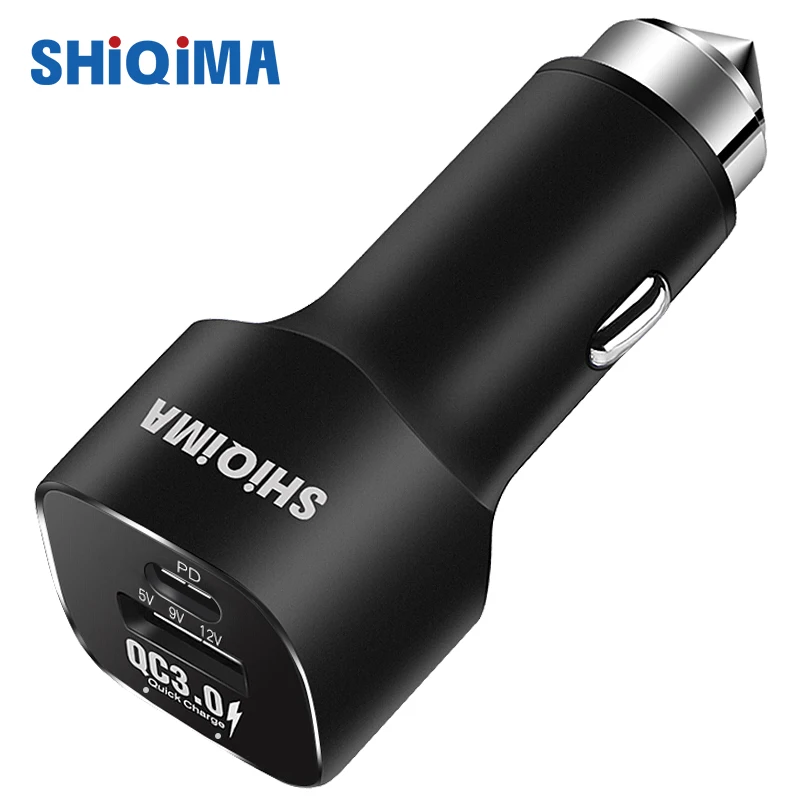 Автомобильное зарядное устройство USB PD SuperCharge QC3.0 2 порта двойной кабель для
