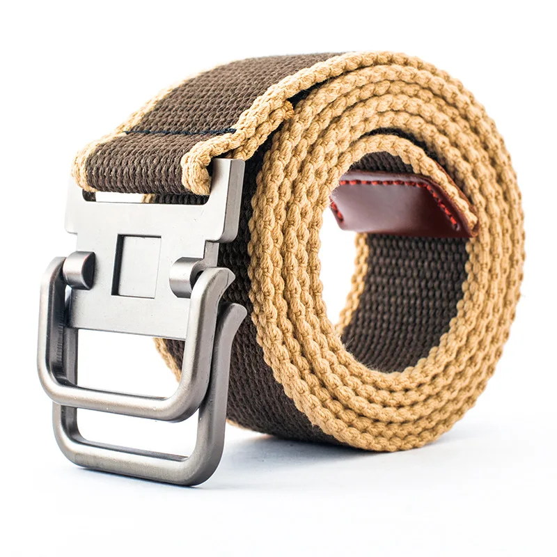 2015 Double Loop Fastener Canvas Belt Men And Women Fashion Belt Men'S