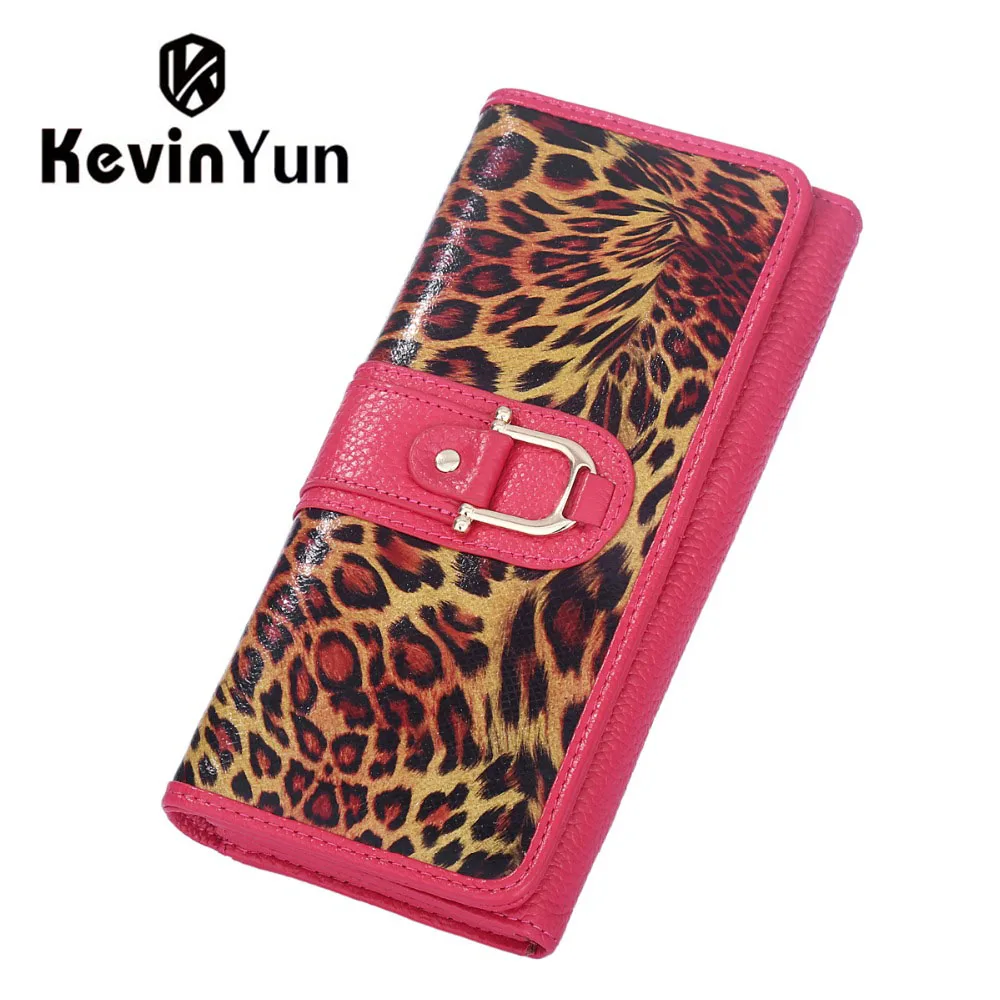 

2014 fashion leopard genuine leather women wallets long design female purse clutch bags