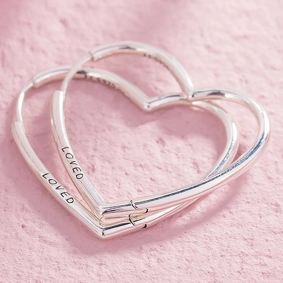 

New 925 Sterling Silver Earring Large&Small Asymmetric Hearts of Love Earring For Women Wedding Gift Fine Europe Jewelry