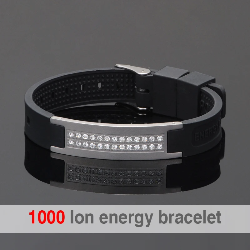 Черный силиконовый биоэнергетический браслет для мужчин