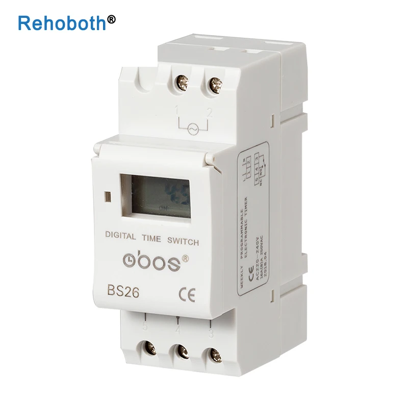 

Electronic Weekly 7 Days Programmable Digital TIME SWITCH Relay Timer Control AC 220V 240V 12V 24V 48V 16A Din Rail Mount BS26