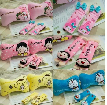 

Candice guo! cute plush toy melody Pom Pom Purin dog Doraemon Chibi Maruko car chair neck pillow birthday Christmas gift 1pair