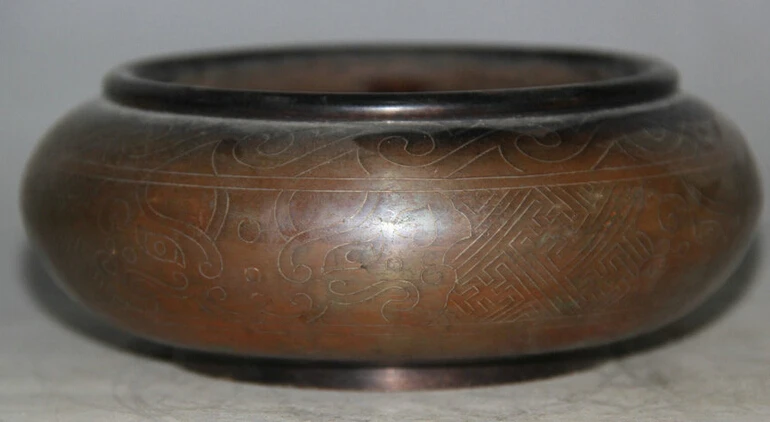 

song voge gem S2087 6" Marked Chinese dynasty palace Bronze Beast circular Incense Burner Censer