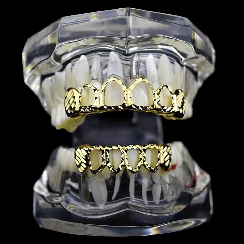 TOPGRILLZ новые золотистые и Серебристые полые открытые Dlampnd вырезать 6 зубцов
