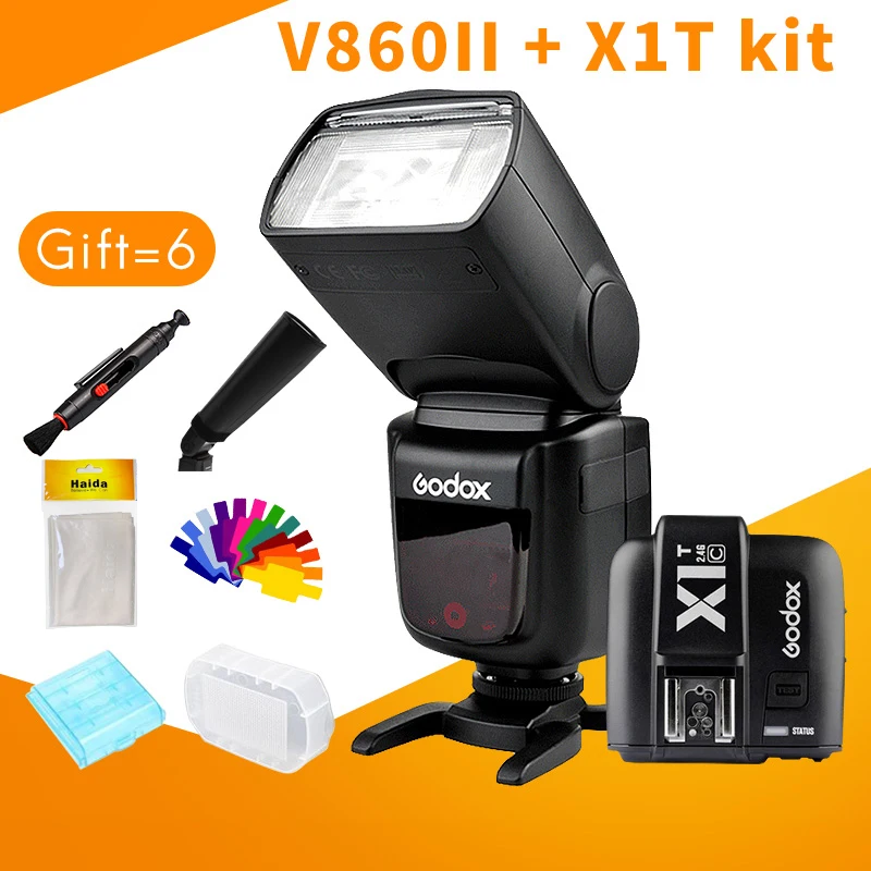 Godox Speedlite V860II X1T комплект литий ионная батарея TTL 1/8000s HSS для Canon 5D серии Nikon D810 Sony A7
