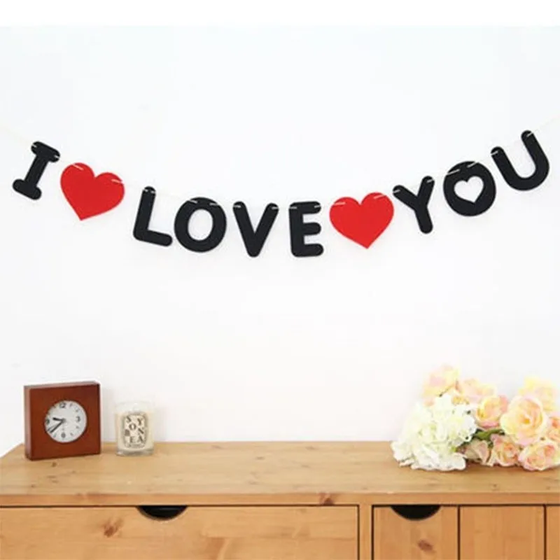 I Love You Shape Bunting Banner Hanging Pennant Christmas Party Wedding Decor G 