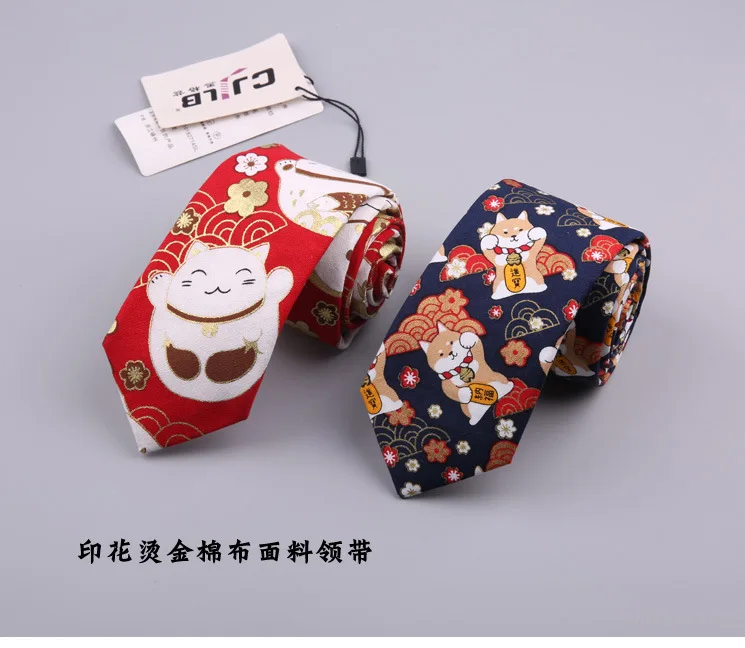 Lucky Cat взрослые женские мужские галстуки Ретро Бронзовая мультяшная галстук для жениха джентльменские галстуки мужские вечерние гравата, тонкий мужской галстук 7 см