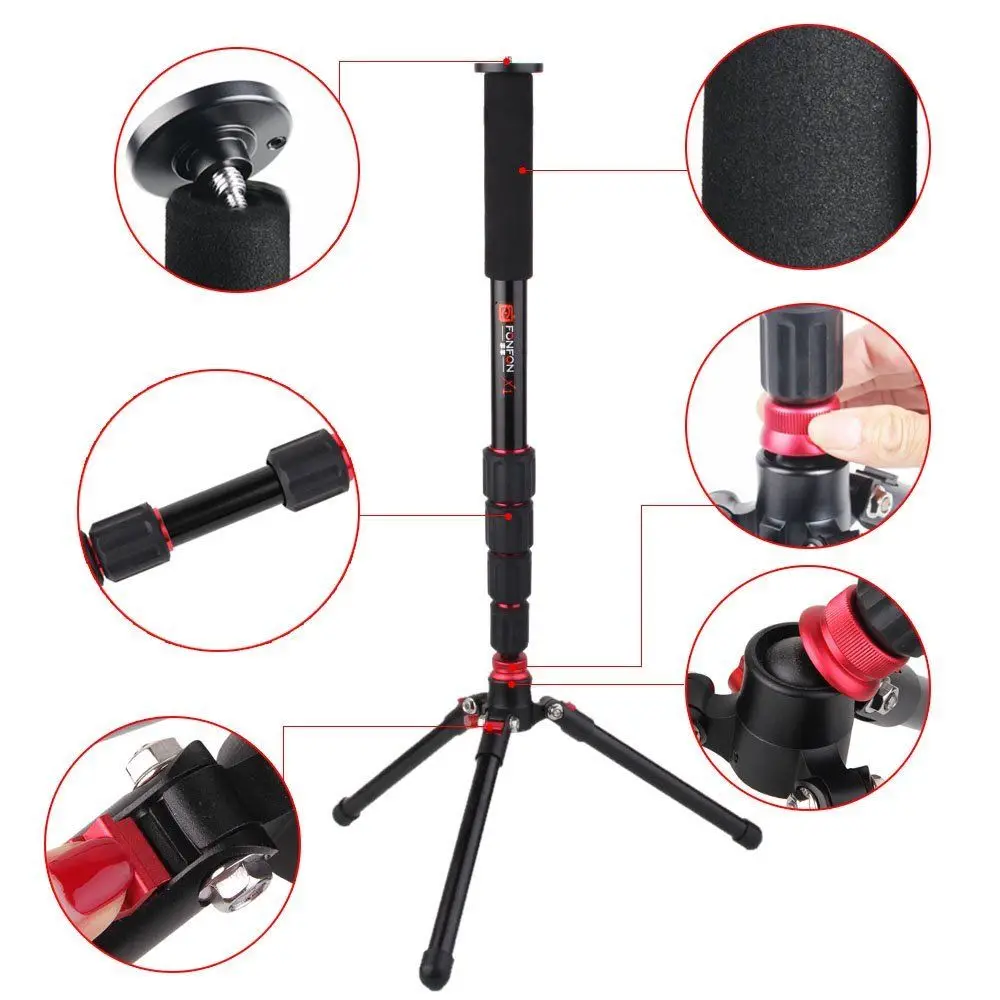 

YF-X1 Aluminum Alloy 2in1 Monopod Tripod Stand For Canon Nikon Sony Red