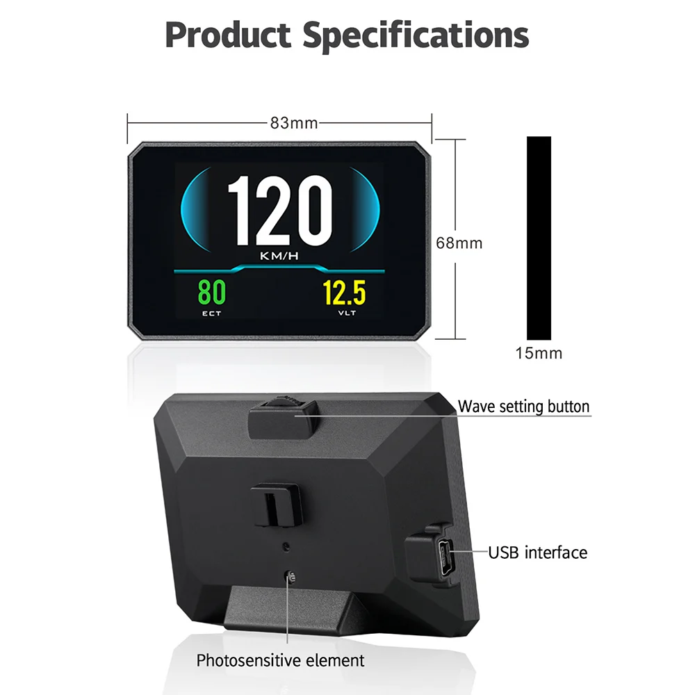 OBDSPACE P16 HUD OBD2 бортовой компьютер умный дисплей Спидометр Температура масла расход топлива OBDII диагностический инструмент