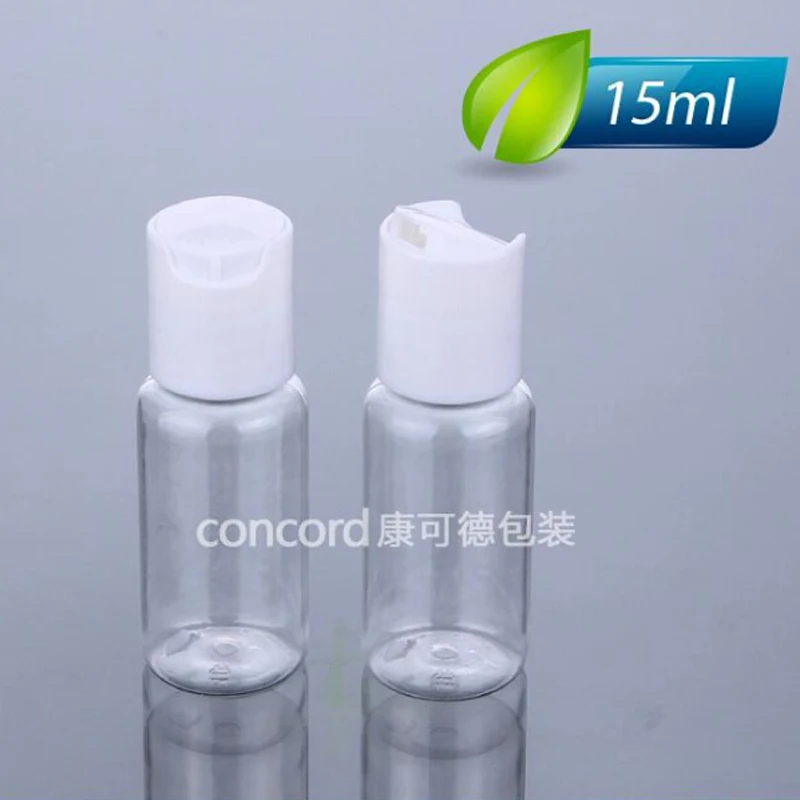 

Wholesale 100pcs/lot 15ml Plastic Bottle With Press Cap Small Empty Cosmetic Packing Products Cosmetic Containers