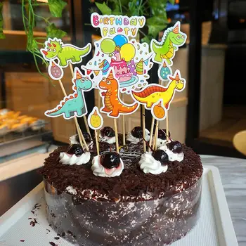 

11pcs/Set Dinosaur Eggs Flag Wedding Cake Topper Set For Wedding Party Decoration Cake Decor Supplies