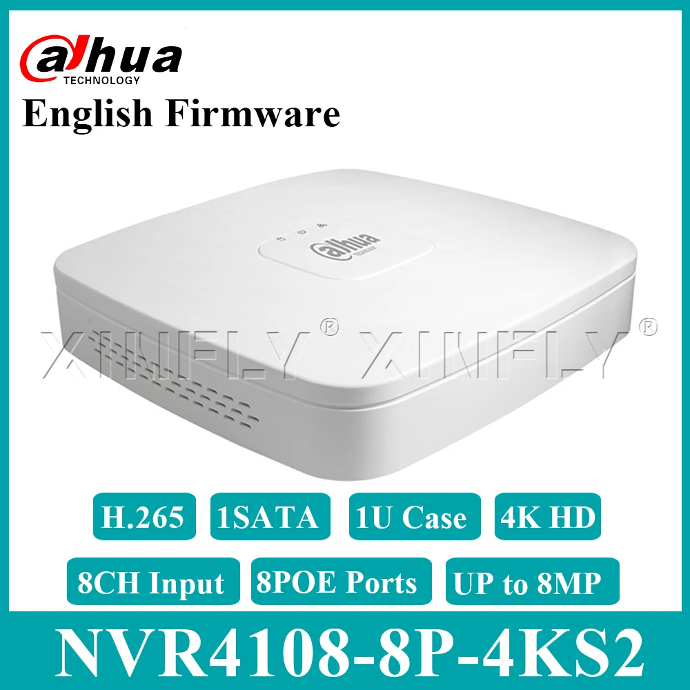 DAHUA оригинальный NVR4108-8P-4KS2 8CH Smart 1U 8PoE 4K &amp H.265 Lite сетевой видеорегистратор Замена