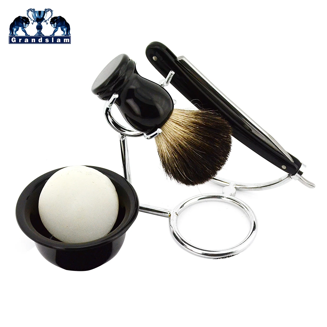 

5in1 ZY 430 Sharpening Shave Ready Straight Razor Kit Wet Shaving Product Badger Shaving Brush shaver Holder Stand with Cream