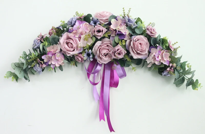 JAROWN Artificial Wreath Threshold Flower Simulation Silk French Rose Floral Garland Wedding Party Decor Home Office Door Flores (3)
