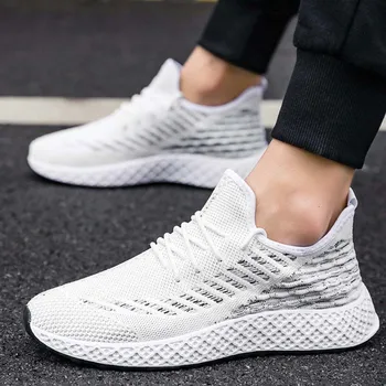 

New Men's Sneakers Men Spring And Summer Flying Woven Casual Shoes Men Shoes Low To Help Breathable Mesh Cloth Student Shoes