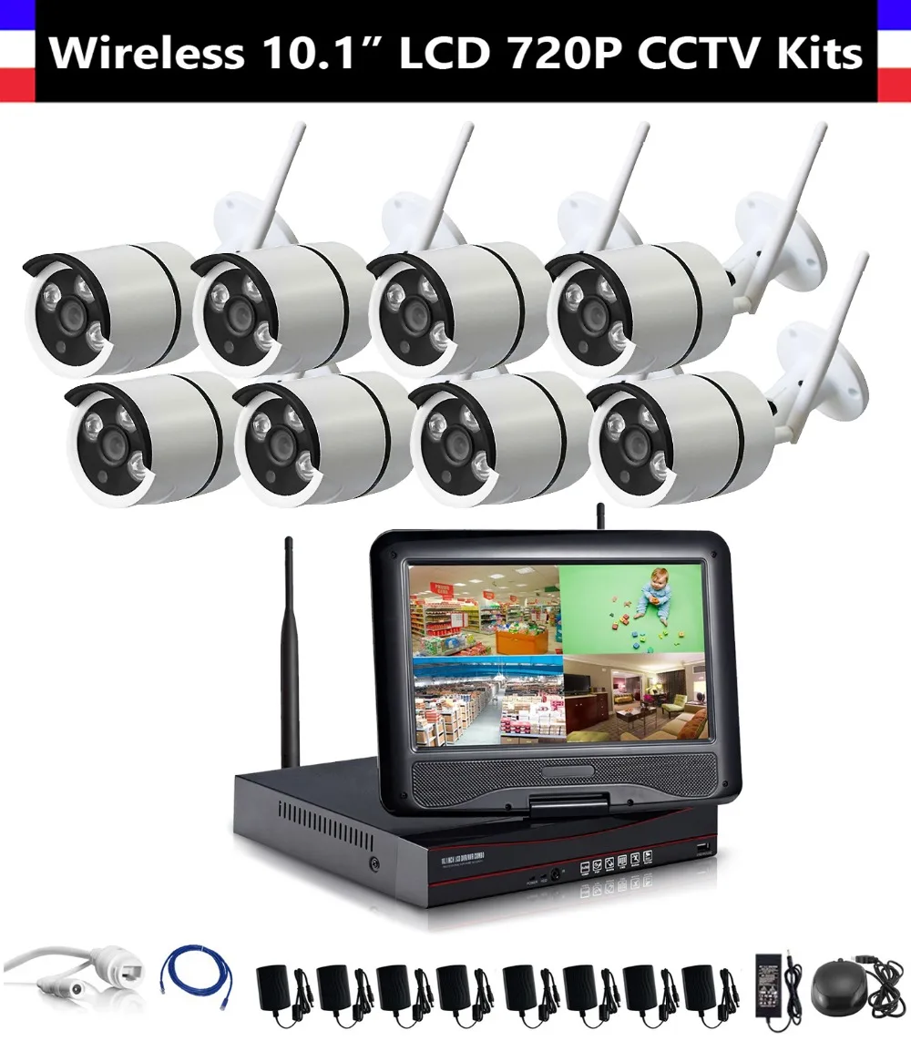 8CH 720P Wireless NVR 10 1 inch LCD Monitor with 8pcs 720P WiFi IR font b
