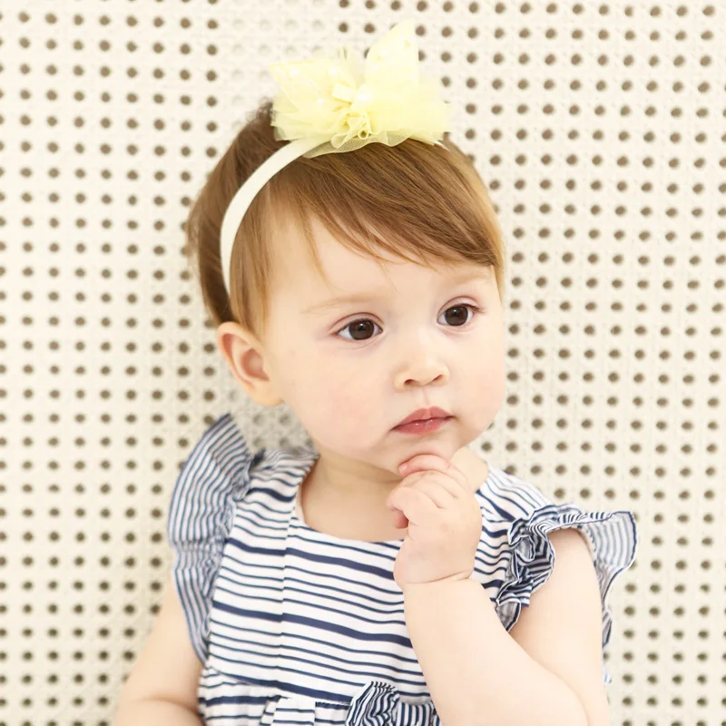 

Baby Rabbit Ear Headband Elastic Lace Head Bands Girls Headwear Toddlers Vestido Infantil Menina Clothing Accessories Yellow
