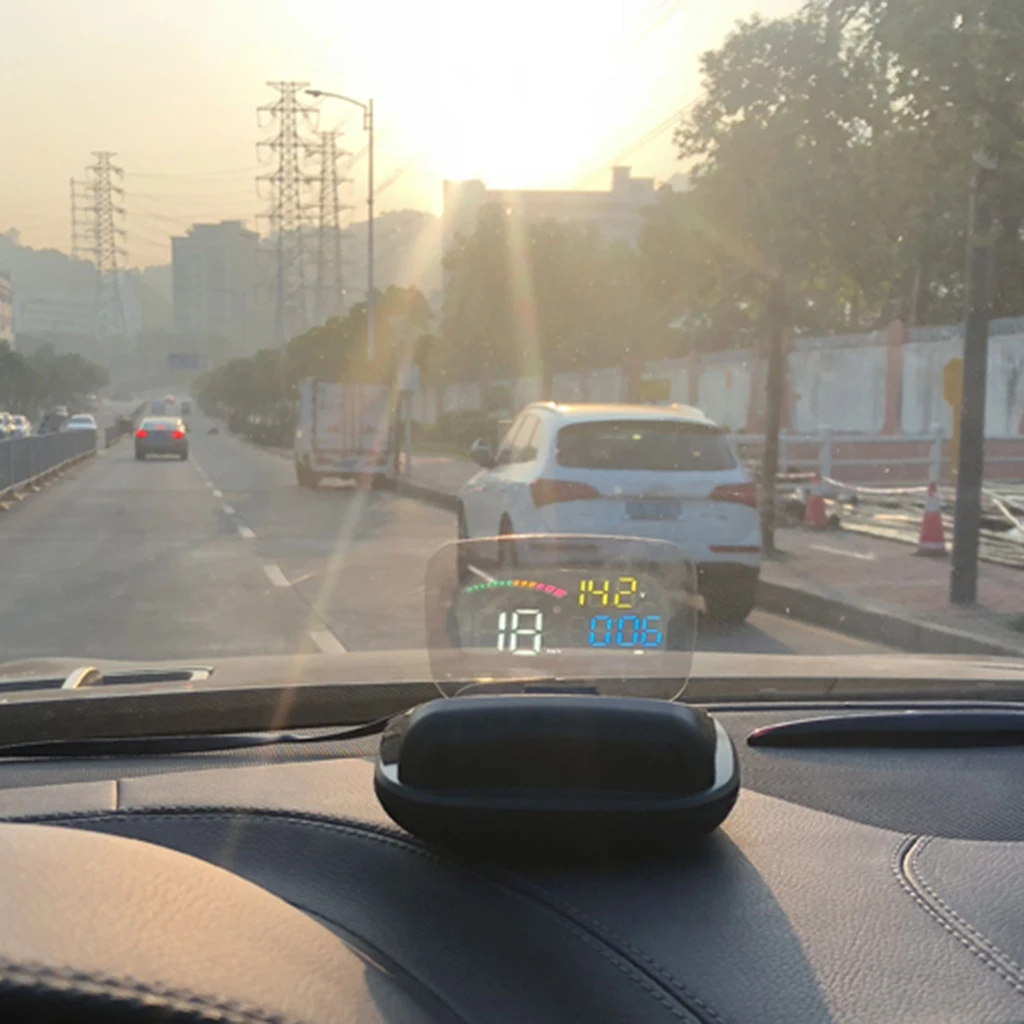 4 inch Screen Car HUD Projector Head Up Display Speed Warning Fuel OBD II GPS Speedometer Automatic Switch
