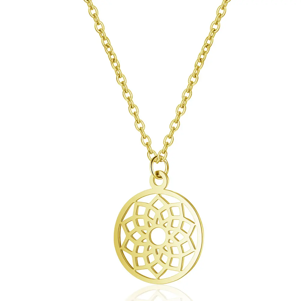 Высокое качество нержавеющая сталь золотой цвет 7 Чакра медитация круглые подвески ожерелья для женщин ювелирные изделия подарок 40 см