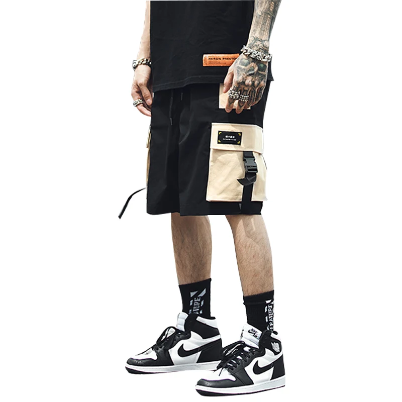 Повседневные штаны-шаровары в стиле хип-хоп с несколькими карманами, цветные шорты для бега, мужские шорты в уличном стиле, мужские летние спортивные штаны