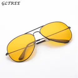 GLTREE Ночное видение очки металлический каркас солнцезащитные очки Для мужчин очки водитель автомобиля с антибликовым покрытием желтые