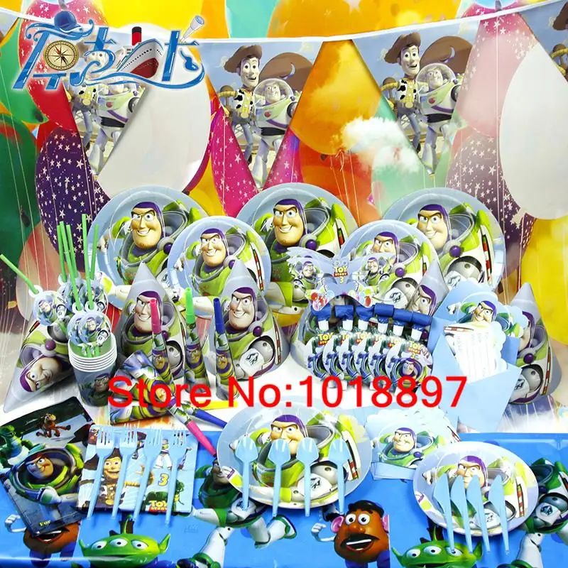 Luxury 78pcs Kids Birthday Party Decoration Set Toy Story Theme Supplies Pack cupcake stand AW-1610 |