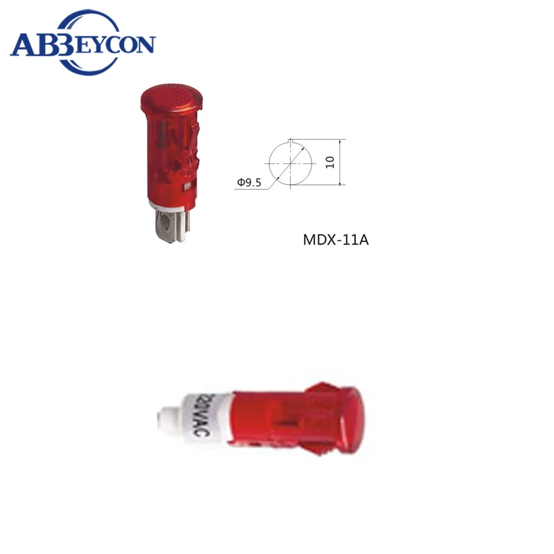 

ABBEYCON 10mm green red yellow 3 colors lens indicator light MDX-11AW signal guiding lamp with wire