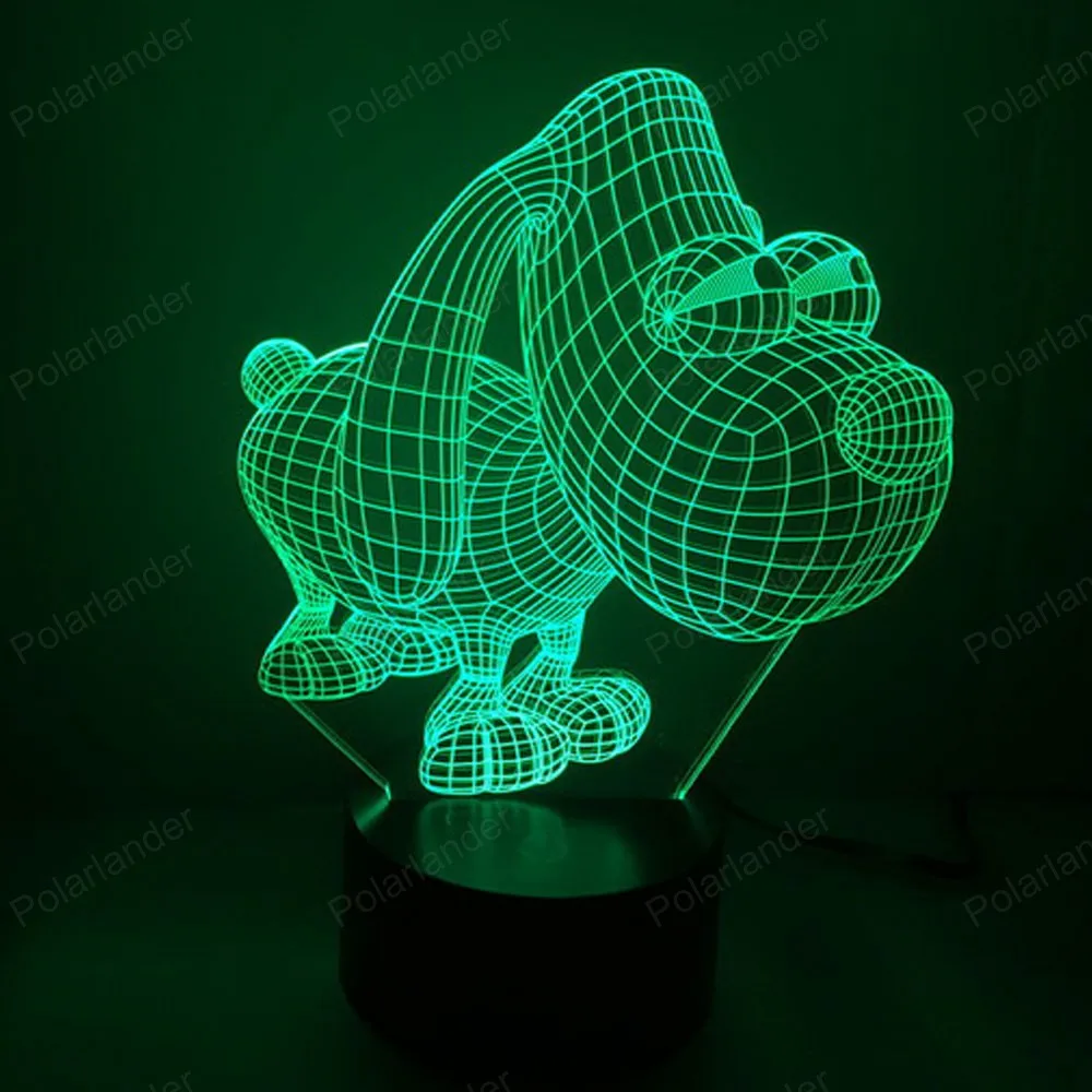7Color Gradient Big Eyes Dog Shape 3D Visual Illusion font b Led b font Light Table