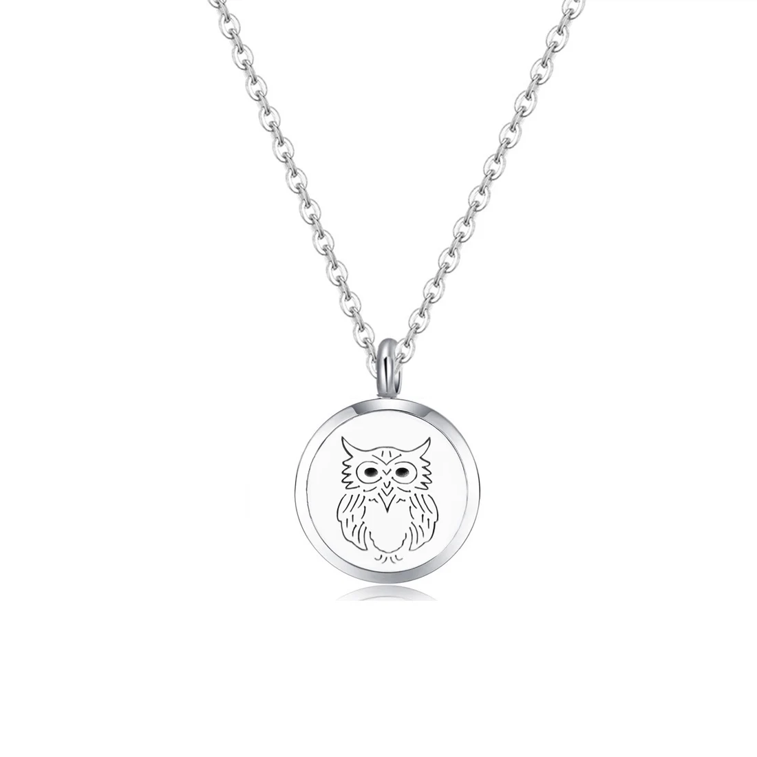 

10pcs new cute owl (25mm) Aromatherapy / 316L stainless steel Essential Oils Diffuser Locket pendant Necklace