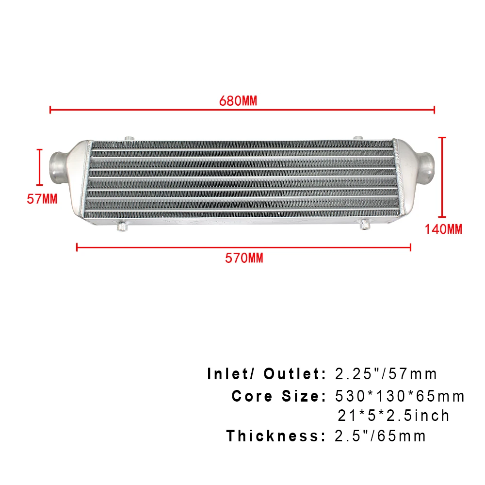 R-EP алюминиевый интеркулер Универсальный 530X130X65 мм на входе радиатора 57 мм 2,75 дюймов на выходе холодного воздуха для турбо радиадора