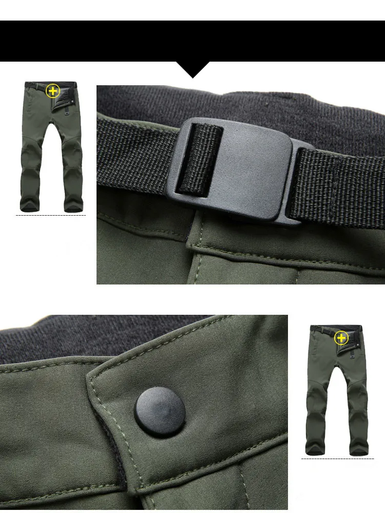 Invierno hombres mujeres Fleece Softshell Camping senderismo pantalones impermeables a prueba de viento térmico senderismo esquí pesca pantalones de gran tamaño