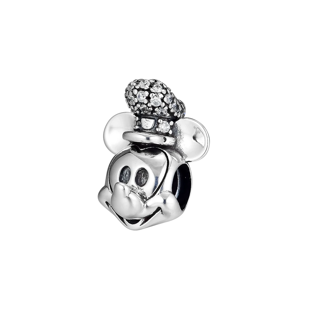 CKK серебро 925 ювелирные изделия Микки мерцающий Steamboat Willie бусины с портретом