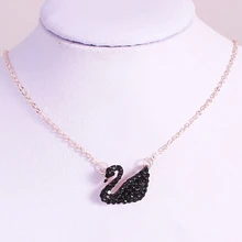 

Trendy Jewelry Black Goose Necklace Clavicle Chains Golden Chain Crystal Pendant Necklaces For Woman Neck Decoration Gem XL002
