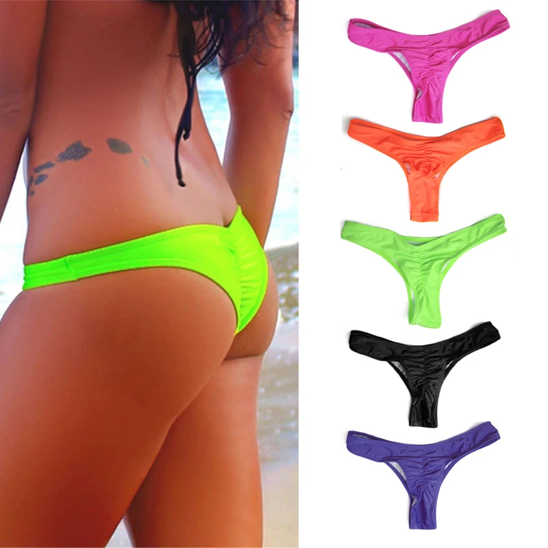 

2019 Sexy Brazilian Mini Thong V Shape G-String Bikini Beach Underwear Swimwear 5 Colors Thong for Choice