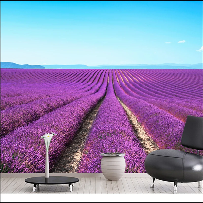 

beibehang modern 3D stereoscopic romantic garden / lavender backdrop wallpaper bedroom living room papel de parede infantil