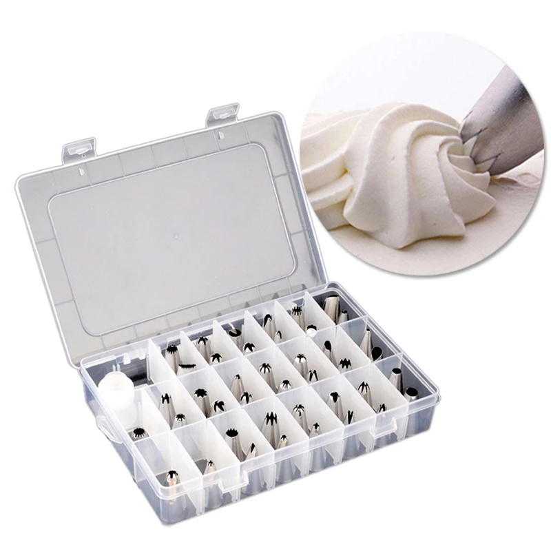 

42 Pieces /set Stainless Steel DIY Nozzle Set with Converters Icing Piping Tubes Bakeware Cake Dessert Baking Decorators