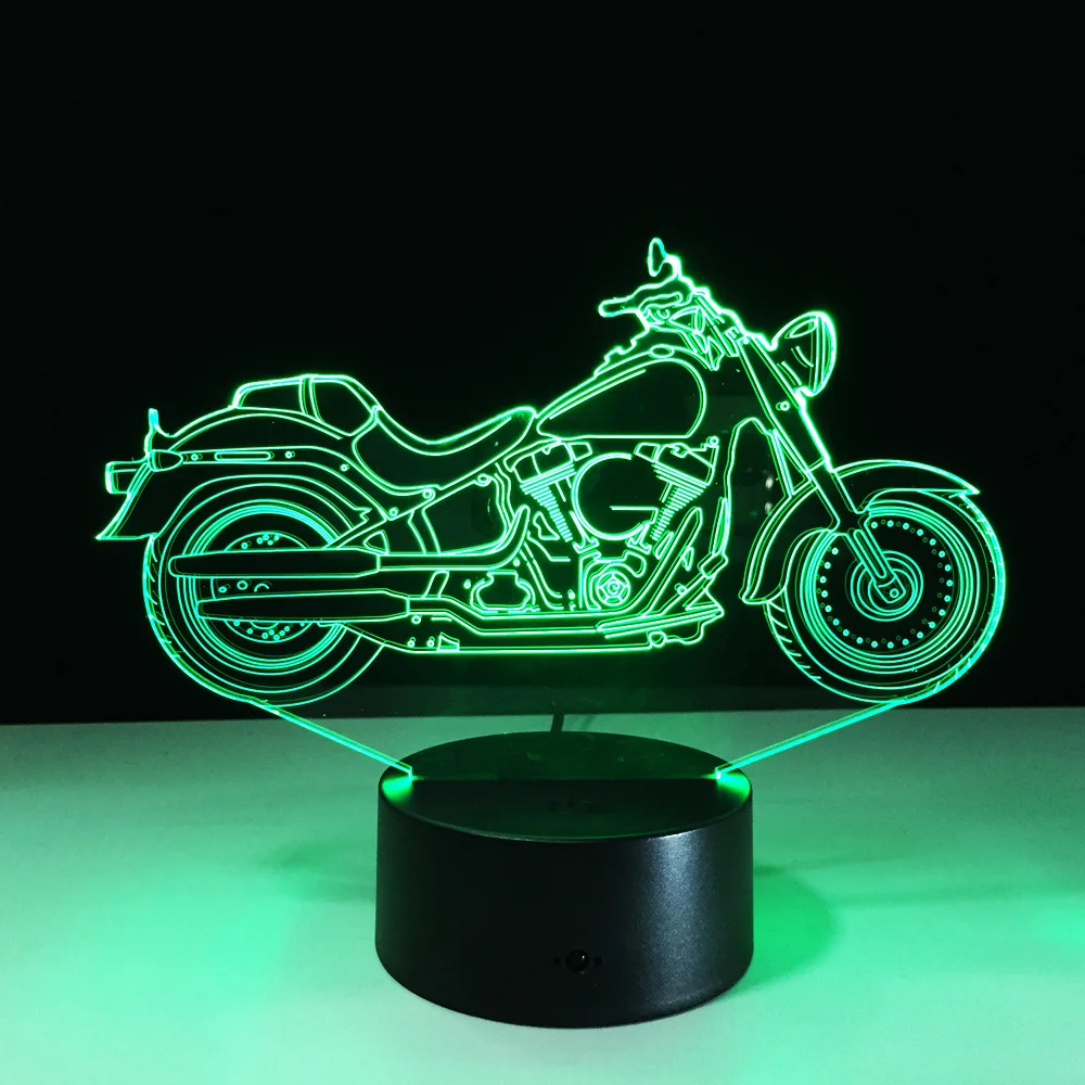Skup Darmowa wysyłka 1 sztuka 3D projekt motocykl kształt noc kolor światła dekoracji wnętrz zmieniające się atmosfera lampa stołowa z USB ładowarka