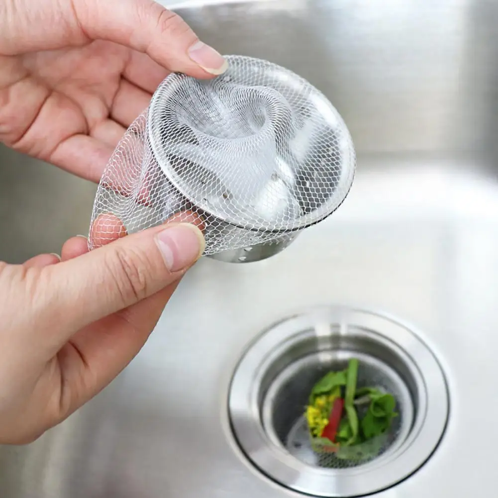 

45# 100Pcs/set Sink Basin Drain Fine Strainer Net Residue Holder Net Bag Clean Sediment Without Detaching Metal Strainer Cover