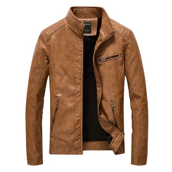 

2019 Men's Leather Jackets And Coats Spring Autumn Brand Men Slim Stand Collar Jaqueta Couro Bomber Jacket Faux Leather Fur Coat