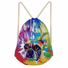 Бесшумный дизайн собака цвет забавная окрашенная сумка на шнурке для женщин рюкзак для подростков девочек Cinch карман спортивные дорожные сумки на плечо