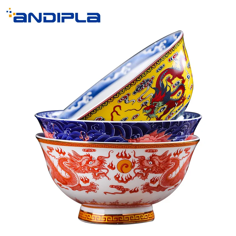

6inch Jingdezhen Noble Ramen Bowl Ceramic Bone china Soup Salad Fruit Bowls Home Tableware Dinnerware Kitchen Accessories Bowl