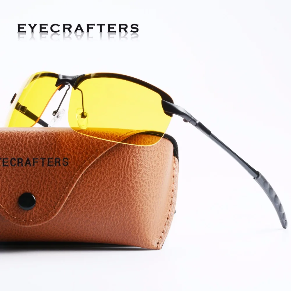 

Yellow Lens Night Vision Anti-glare Goggles Glare Block Driver Sunglasses Eyewear Eyecrafters Mens Rimless Polarized Sunglasses