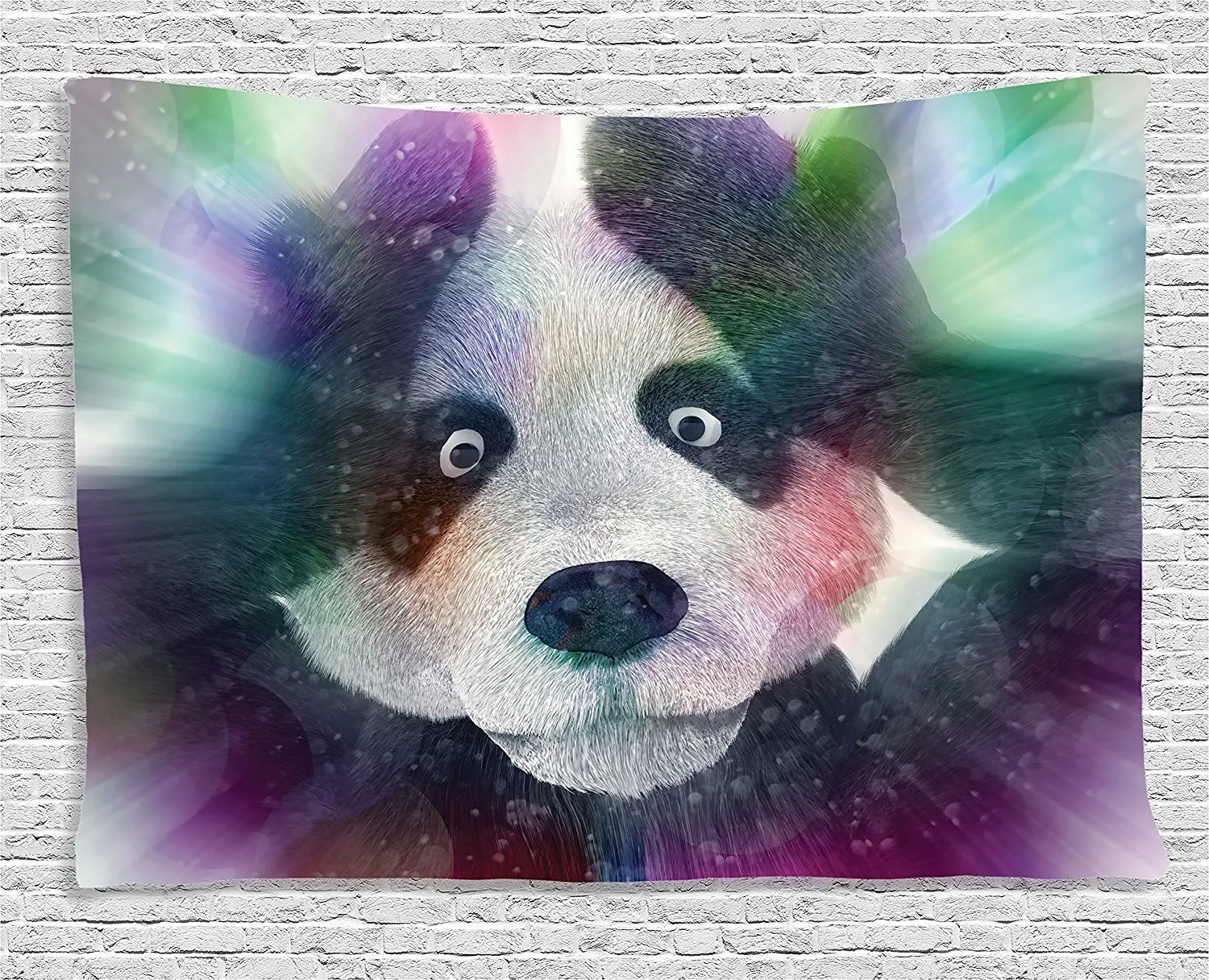 Psychedelic Decor Tapestry Sick Character Panda Experiencing Stronh Hallucination Junkie Animal Art Wall Hanging for Bedroom | Дом и сад