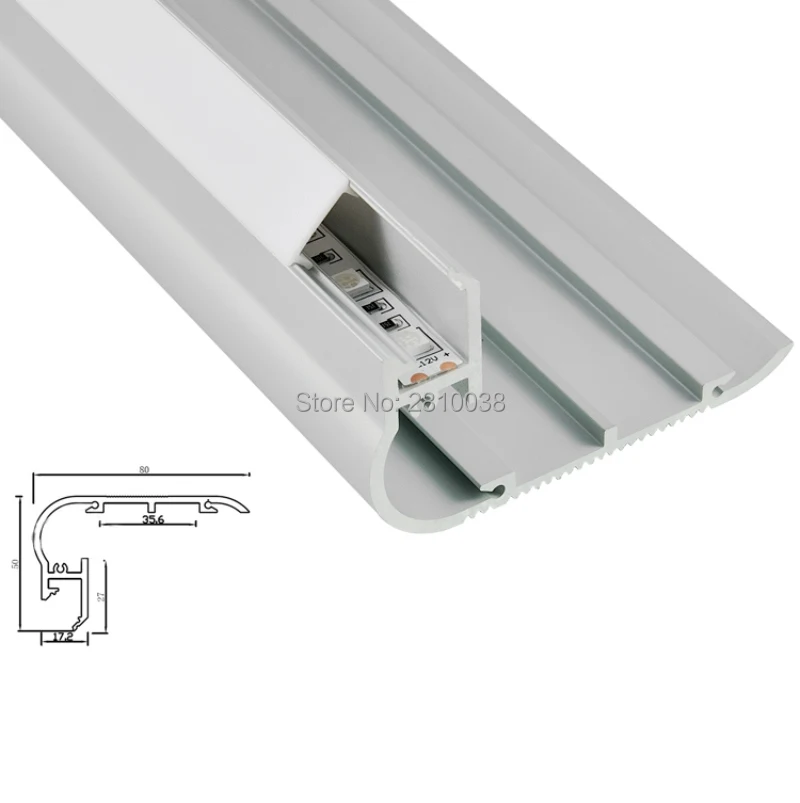 10 X 1M sets/Lot Anodized silver LED profiel aluminium and AL6063 Extruded Aluminium profiel led for step stairs lighting