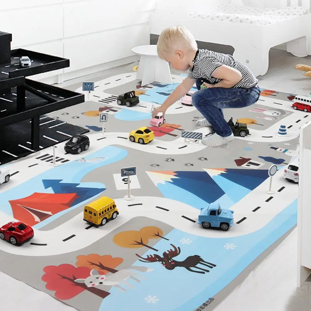 Ins скандинавские белые синие 130*100 детские дорожные парковочные карты ползание одеяло игрушка для детская игрушка машина портативный