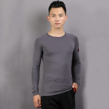 

4 Colors Ballroom Dance Top For Men Round Collar Salsa Waltz Standard Dance Practice Dance Wear Latin Tango Rumba Tops DC2047