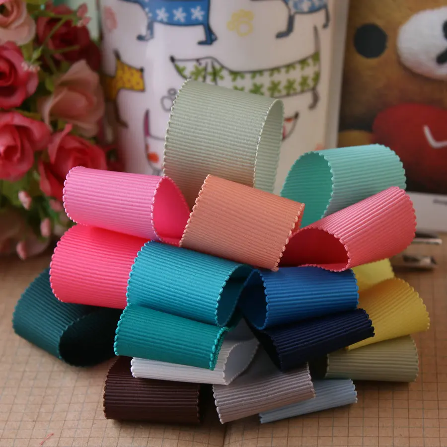 

Kewgarden Handmade Tape Wave Edge Grosgrain Ribbons 25mm 1" 38mm 1-1/2" DIY Bowknot Saitin Riband ribbons for decoration 5Meters