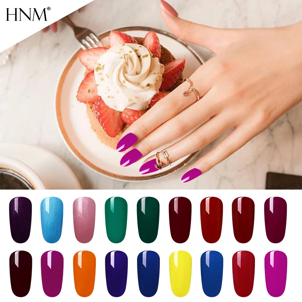 

HNM Nail Gel Pure Color 8ML Gel Nail Polish Varnish Base Top Coat Soak Off UV and LED Permanent Enamels Gellak Varnish Lacquer