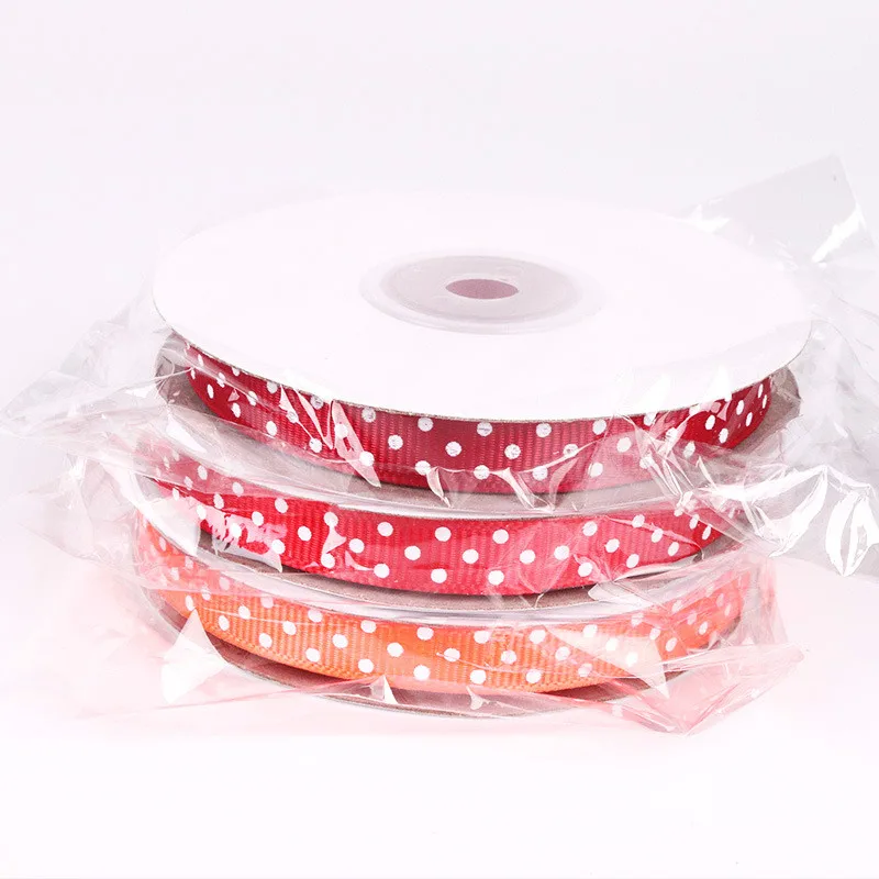 Fashion 25Yards/Roll High Quality Dots 15 Colors Grosgrain Satin Ribbon Scrapbooking Party Decorations Bowknot Accessories Gifts